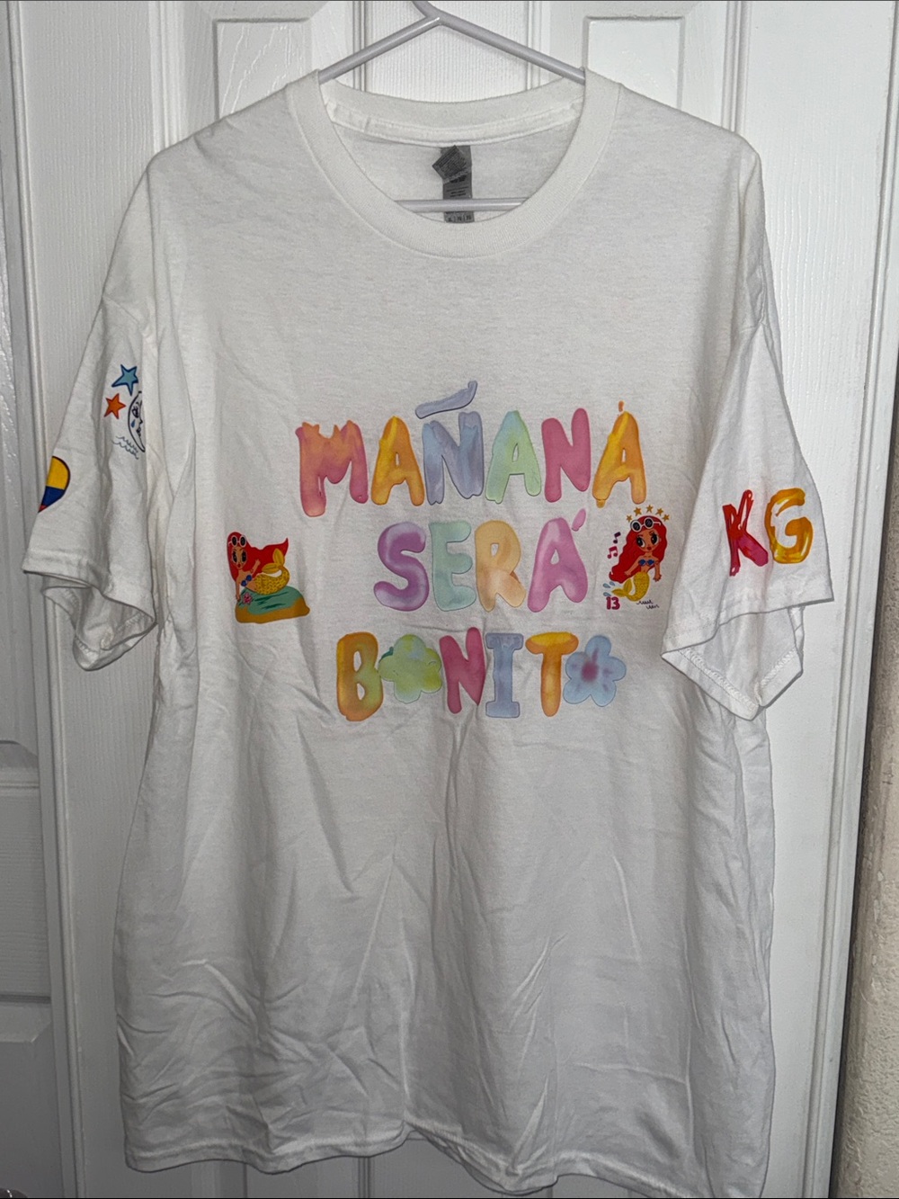 Gildan White Short-Sleeve Tee with Multicolor "Mañana Será Bonito" Print - Picture 6 of 8